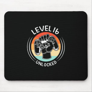 Birthday Gift   Level 16th Birthday Unlocked Mouse Mat