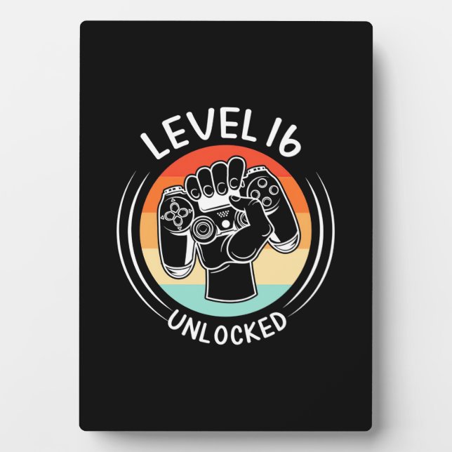 Birthday Gift | Level 16th Birthday Unlocked Plaque (Front)