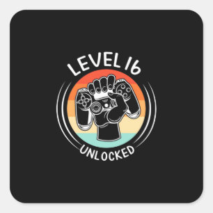 Birthday Gift Level 16th Birthday Unlocked Square Sticker