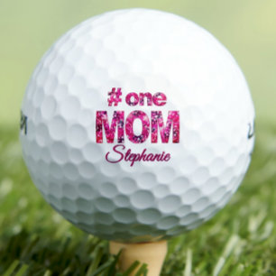 Birthday Gift #One MOM Pink Floral Personalised Golf Balls