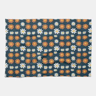 Birthday Gift Orange and White Daisy Tea Towel