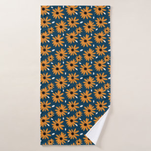 Birthday Gift Orange Daisy Seamless Bath Towel
