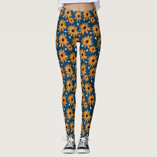 Birthday Gift Orange Daisy Seamless Leggings