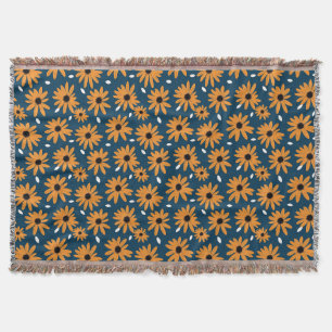 Birthday Gift Orange Daisy Seamless Throw Blanket