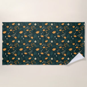Birthday Gift Orange Floral Beach Towel