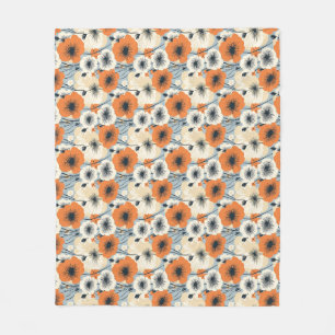 Birthday Gift   Orange, White, and Black Seamless Fleece Blanket