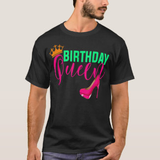 Birthday Gift Queen Crown Hot Pink High Heel Shoe T-Shirt