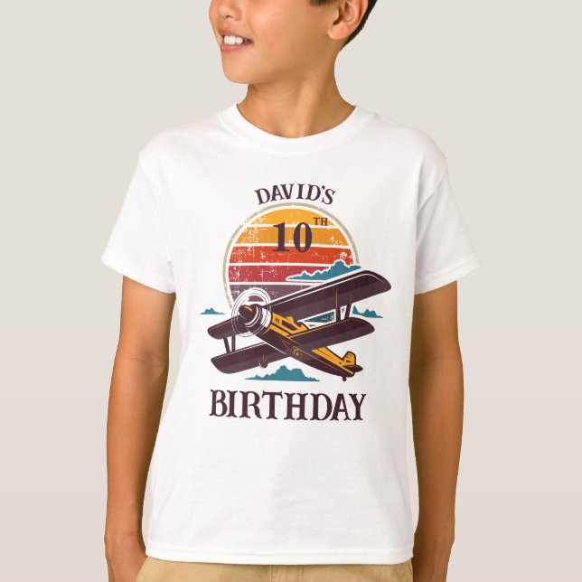 Birthday gift retro aeroplane aviation addict T-Shirt (Front)
