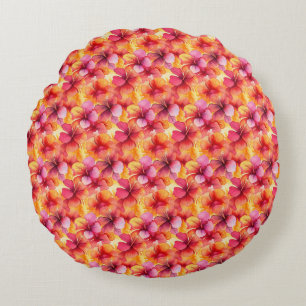 Birthday Gift Seamless Hibiscus Flower Round Cushion