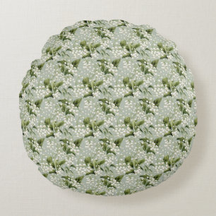 Birthday Gift Seamless Lily of the Valley Flower Round Cushion