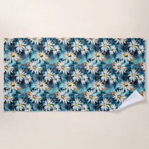Birthday Gift Seamless Of White Daisies Beach Towel