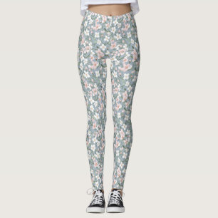 Birthday Gift Seamless Pink and White Flower Leggings