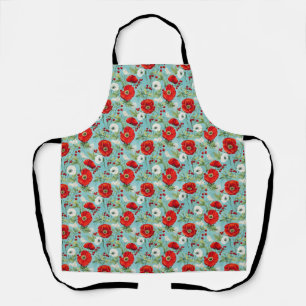Birthday Gift   Seamless Red and White Poppy Apron