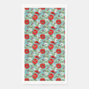 Birthday Gift Seamless Red and White Poppy Napkin