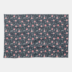 Birthday Gift Seamless Rose With Green Leaves Tea Towel