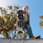 Birthday Gift Skateboard Black White Check Marble<br><div class="desc">Personalized Black White Check Marble - Add Your Year - Age / or Letter / Number / Photo / Logo / More</div>