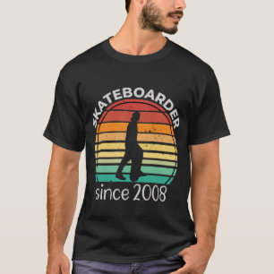 Birthday Gift Skateboarder Born 2008 T-Shirt