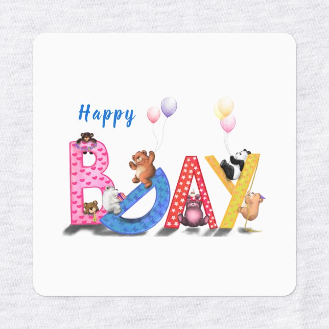 Birthday Gift Sticker Gift with Baby Bears Party (Design 1)