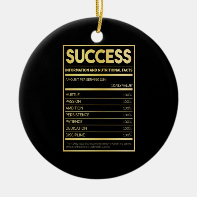 Birthday Gift Success Nutritional Facts Ceramic Tree Decoration (Front)