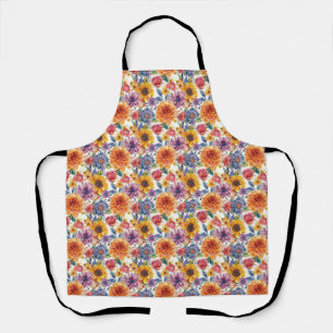 Birthday Gift Vibrant Floral Arrangement Apron