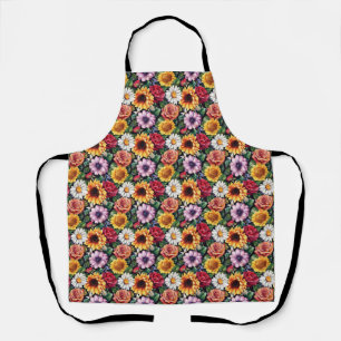Birthday Gift Vibrant Floral Arrangement Apron