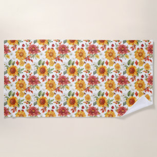 Birthday Gift Vibrant Floral Arrangement Beach Towel
