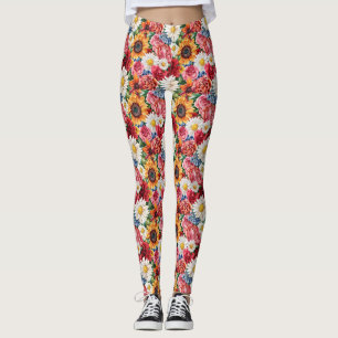 Birthday Gift   Vibrant Floral Arrangement Leggings