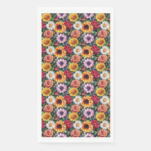 Birthday Gift Vibrant Floral Arrangement Napkin