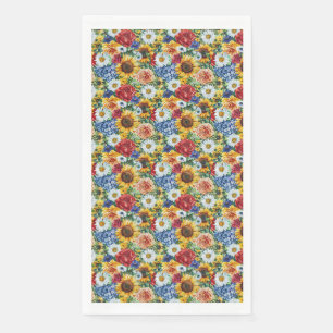 Birthday Gift Vibrant Floral Arrangement Napkin