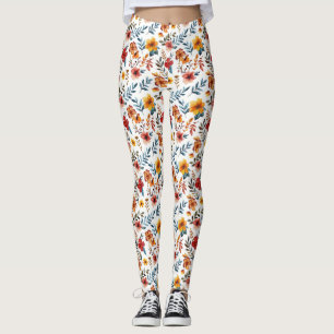 Birthday Gift Vibrant Floral In Watercolor Style Leggings
