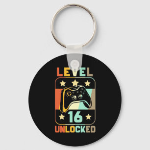 Birthday Gift   Vintage Level 16 Unlocked Key Ring