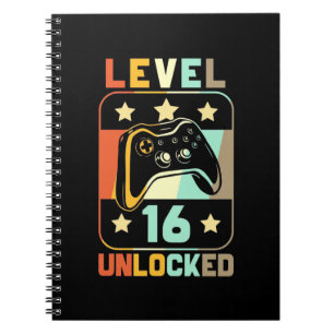 Birthday Gift Vintage Level 16 Unlocked Notebook