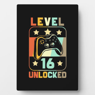 Birthday Gift   Vintage Level 16 Unlocked Plaque