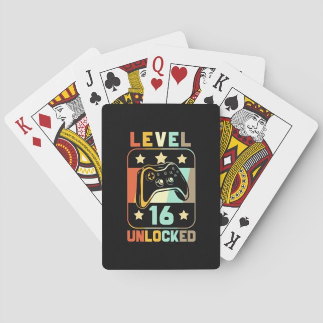 Birthday Gift | Vintage Level 16 Unlocked Playing Cards (Back)