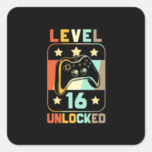 Birthday Gift   Vintage Level 16 Unlocked Square Sticker