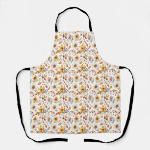 Birthday Gift Watercolor Autumn Floral Apron