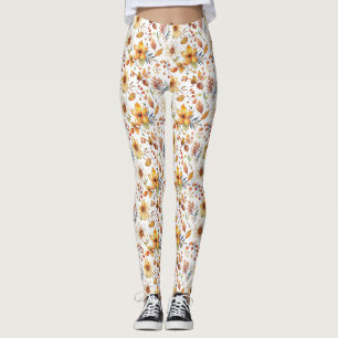 Birthday Gift   Watercolor Autumn Floral Leggings