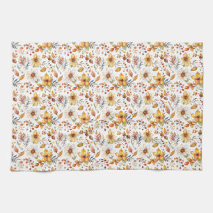 Birthday Gift Watercolor Autumn Floral Tea Towel