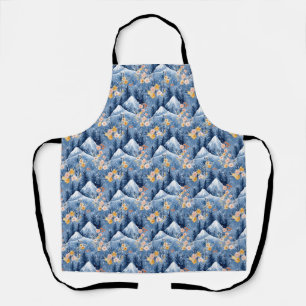 Birthday Gift Watercolor Floral and Mountain Apron