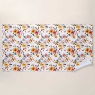 Birthday Gift Watercolor Floral Beach Towel