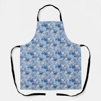 Birthday Gift | Watercolor Floral With Snowflakes Apron