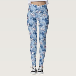 Birthday Gift   Watercolor Floral With Snowflakes Leggings
