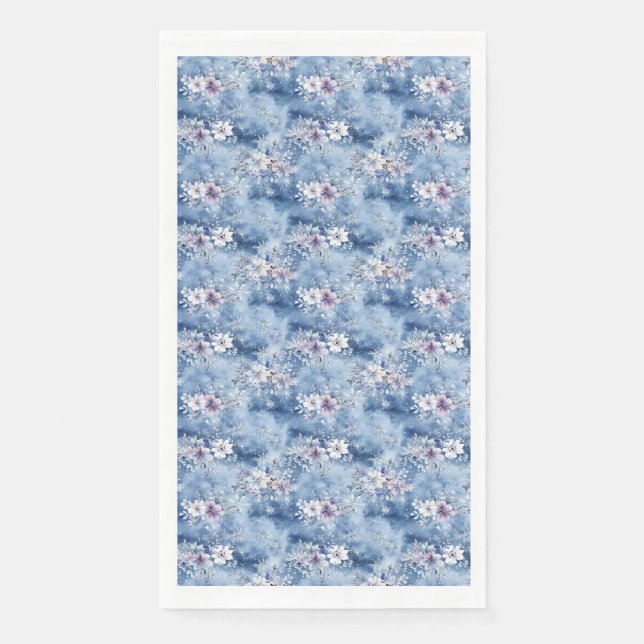 Birthday Gift | Watercolor Floral With Snowflakes Napkin (Front)
