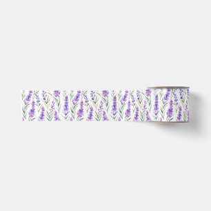 Birthday Gift   Watercolor Lavender Flowers Seamle Satin Ribbon