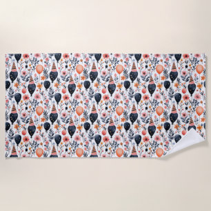 Birthday Gift   Whimsical Balloon and Flower Beach Towel