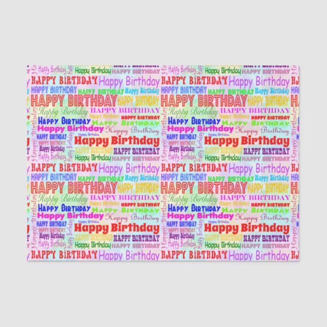 Birthday gift wrap paper,HAPPY Birthday Tissue Paper (Front)