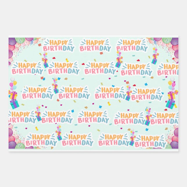 Birthday Gift wrapper from Zazzle Wrapping Paper Sheet (Front 3)