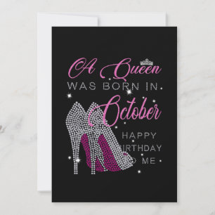 Birthday Gifts   A Queen Was Born In October Holiday Card