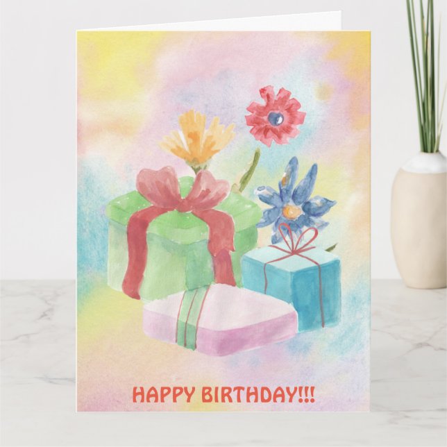 BIRTHDAY GIFTS AND FLOWERS CARD (Front)