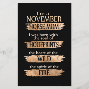 Birthday Gifts   I'm A November Horse Mum Stationery